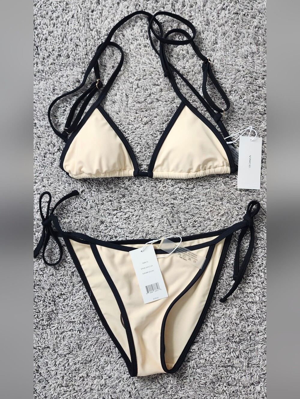 NWT Vince $198 Two-piece Bikini Swimsuit Size XS Ivory/Black
